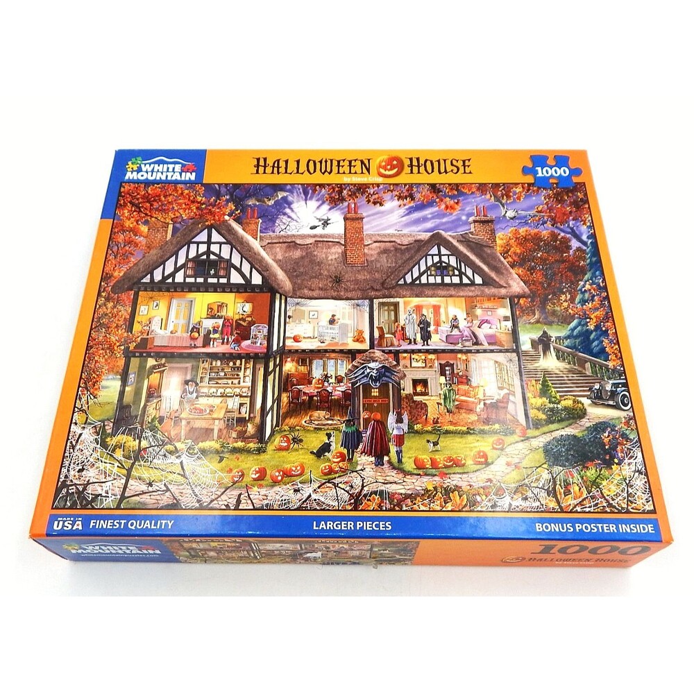 White Mountain Puzzle #1290 HALLOWEEN HOUSE 1000 pcs 2022 Complete